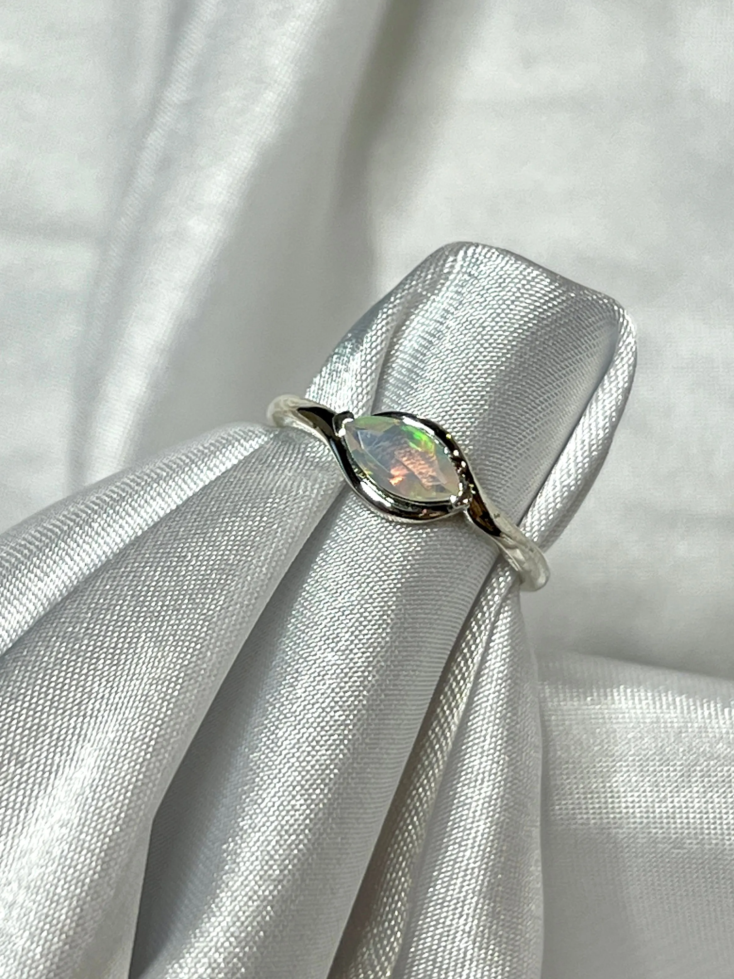 Brilliant Facet Cut Ethiopian Opal Ring