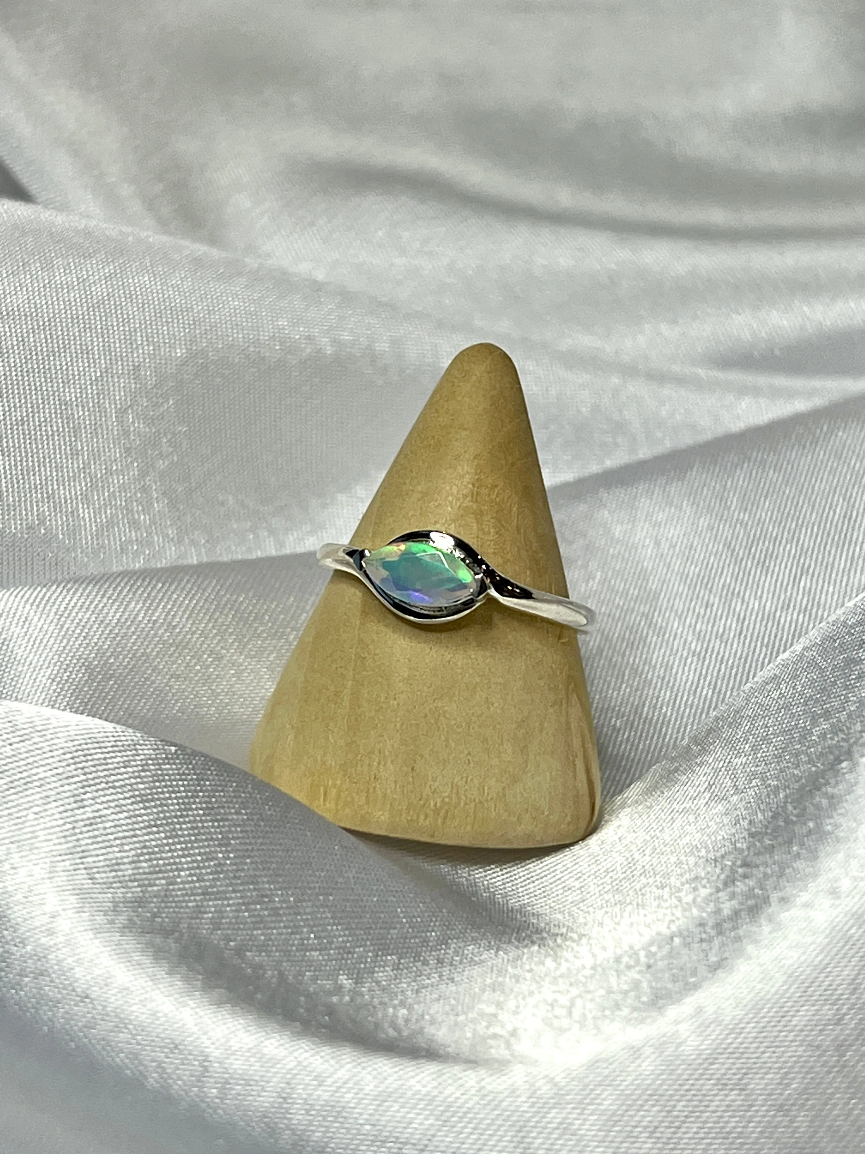 Brilliant Facet Cut Ethiopian Opal Ring