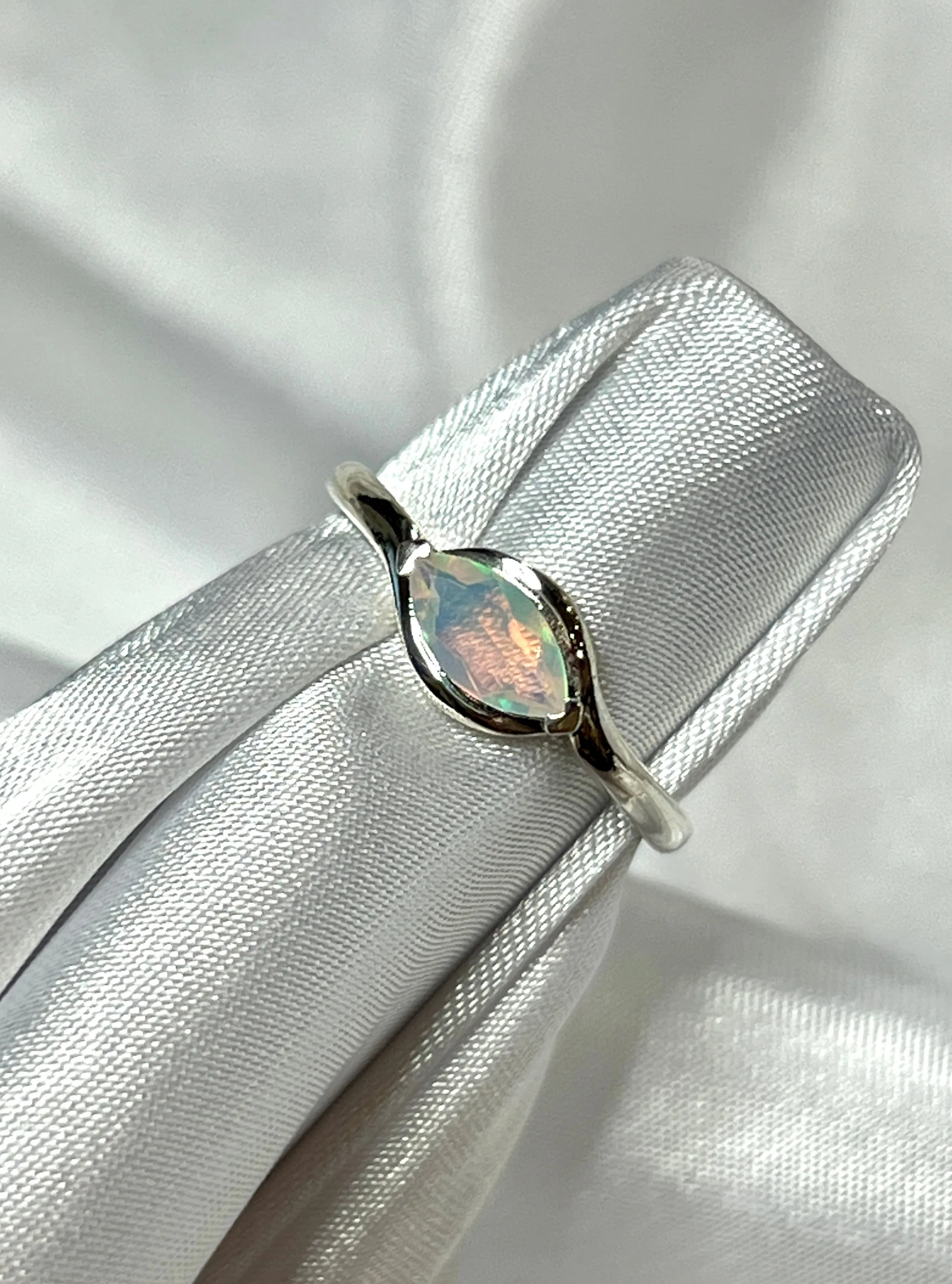 Brilliant Facet Cut Ethiopian Opal Ring