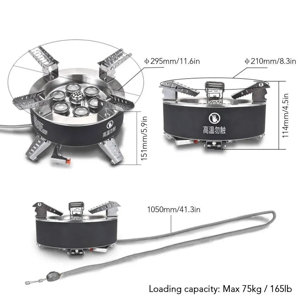 BULIN 18000W High-power Camping Stove with Piezo Seven-core Gas Stoves Burner for Outdoor Tourism Tourist BBQ Survival Equipment