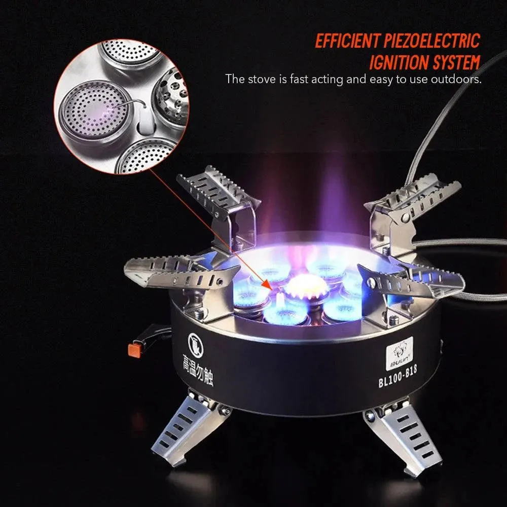 BULIN 18000W High-power Camping Stove with Piezo Seven-core Gas Stoves Burner for Outdoor Tourism Tourist BBQ Survival Equipment