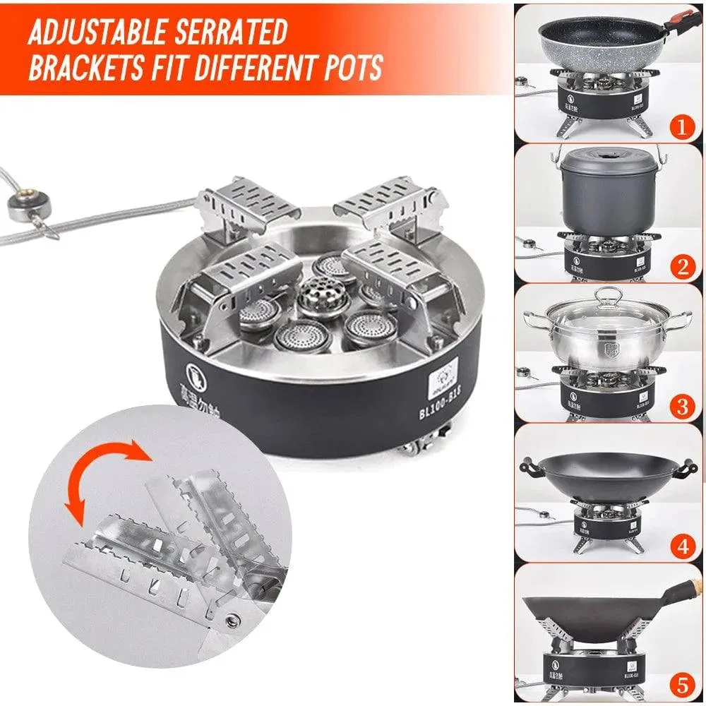 BULIN 18000W High-power Camping Stove with Piezo Seven-core Gas Stoves Burner for Outdoor Tourism Tourist BBQ Survival Equipment