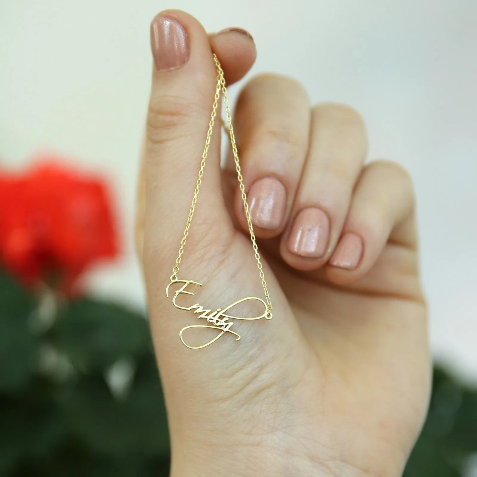 'Celestia' Cursive Name Necklace - Solid Gold
