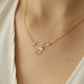 'Celestia' Cursive Name Necklace - Solid Gold