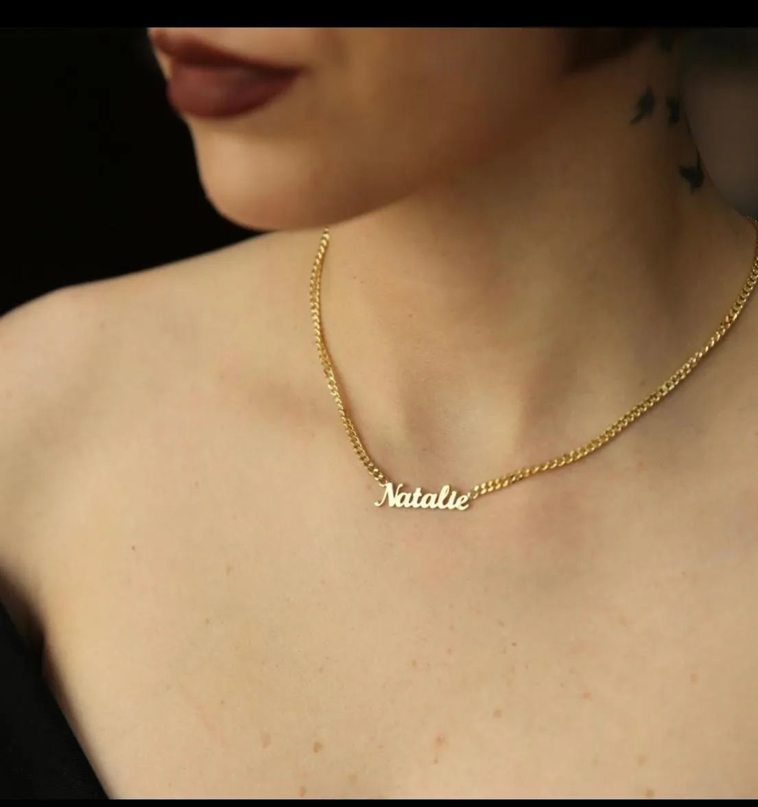'Charm' Custom Name Necklace with Curb Chain