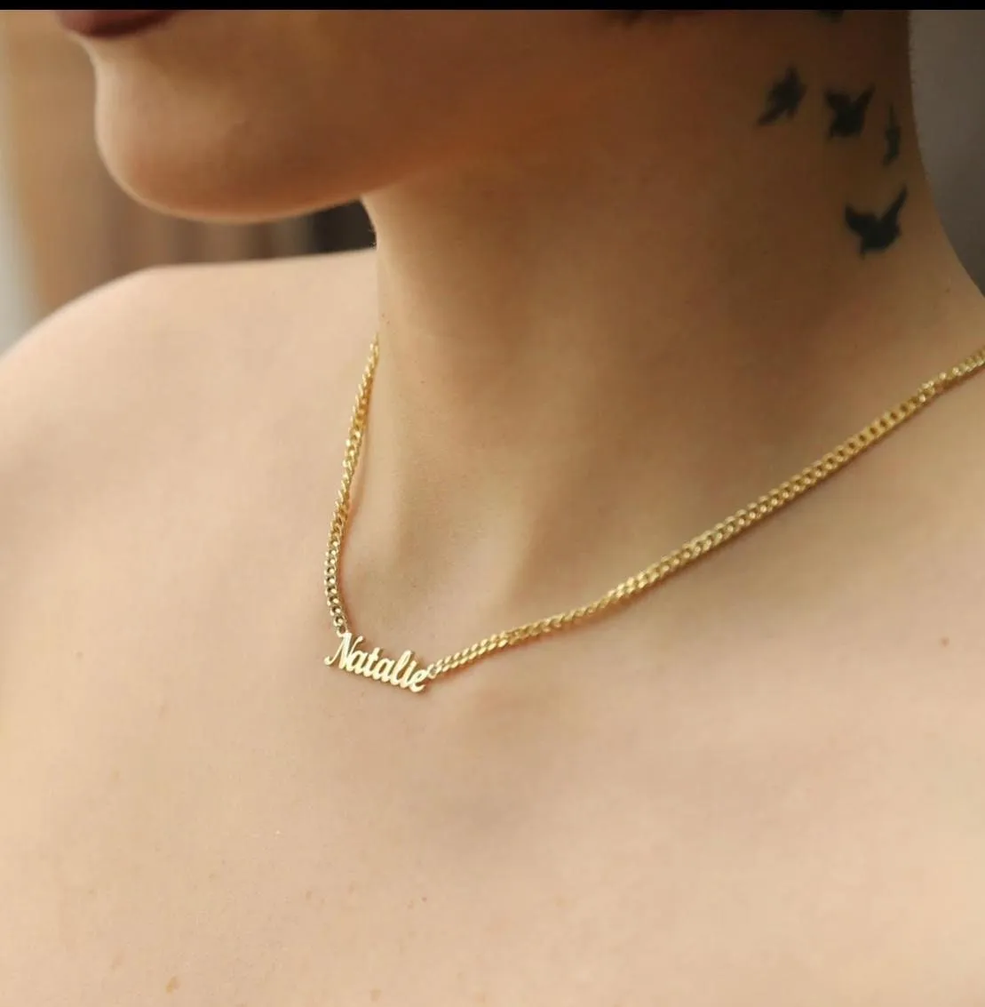 'Charm' Custom Name Necklace with Curb Chain