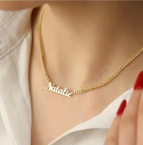 'Charm' Custom Name Necklace with Curb Chain