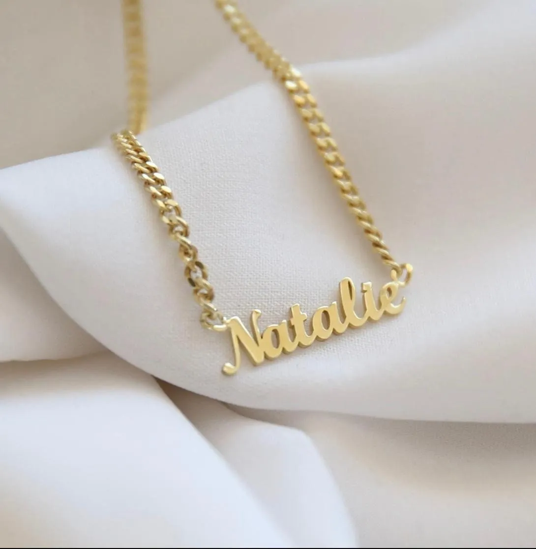 'Charm' Custom Name Necklace with Curb Chain