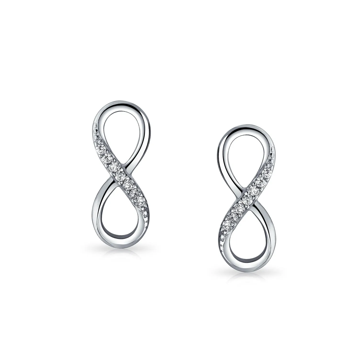 Classic CZ Stud Earrings Love Knot Infinity 14K Gold Sterling Silver