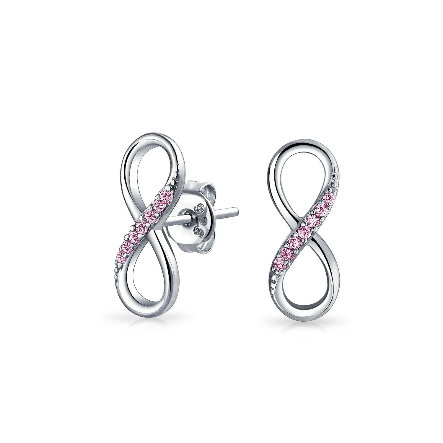 Classic CZ Stud Earrings Love Knot Infinity 14K Gold Sterling Silver