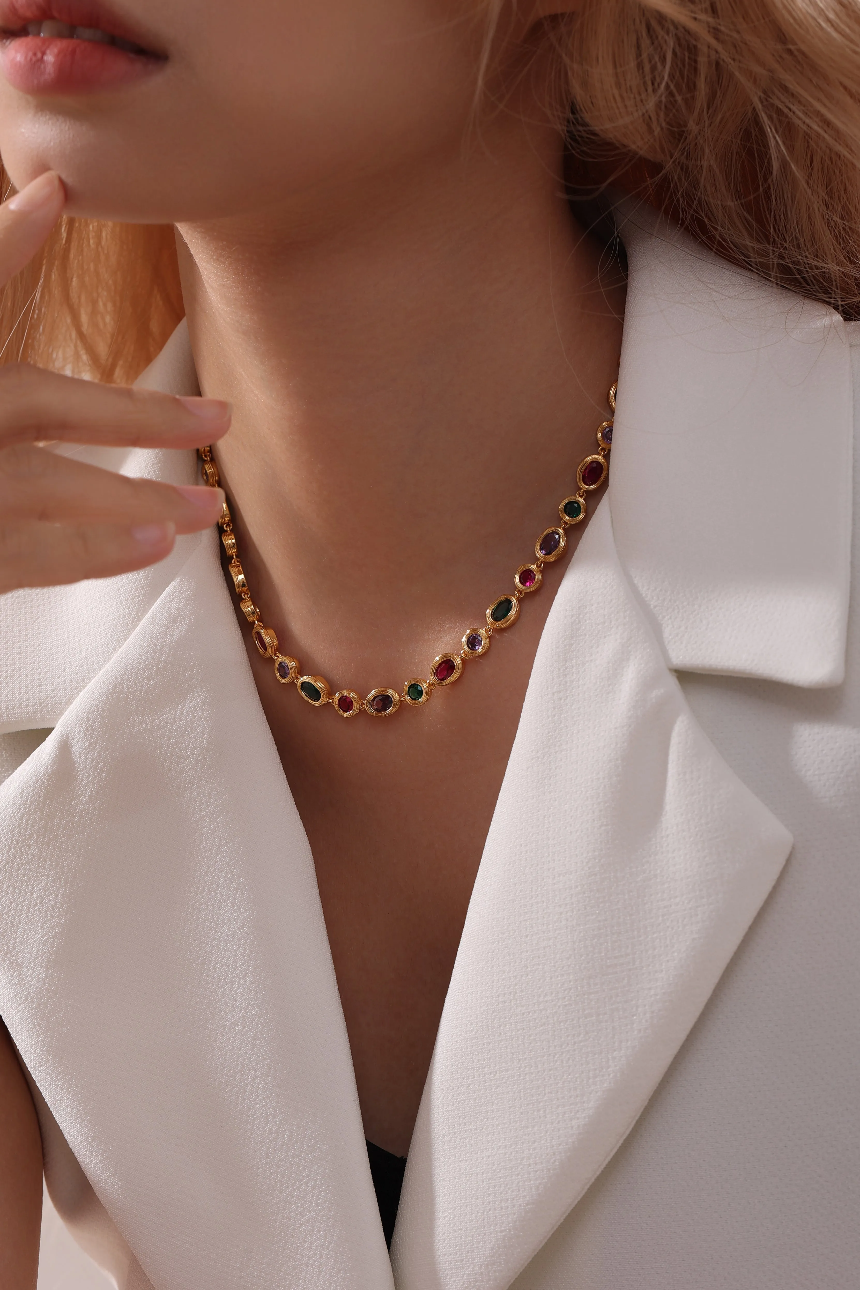 Colorful Gemstones Bracelet and Necklace or Full Set