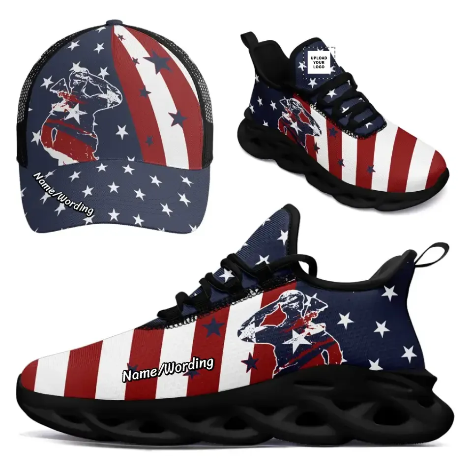 Corporate Gifts,Personalized Special Combo Offer, Custom Patriotic Sneaker and Hat, Breathable Gift for Veteran
