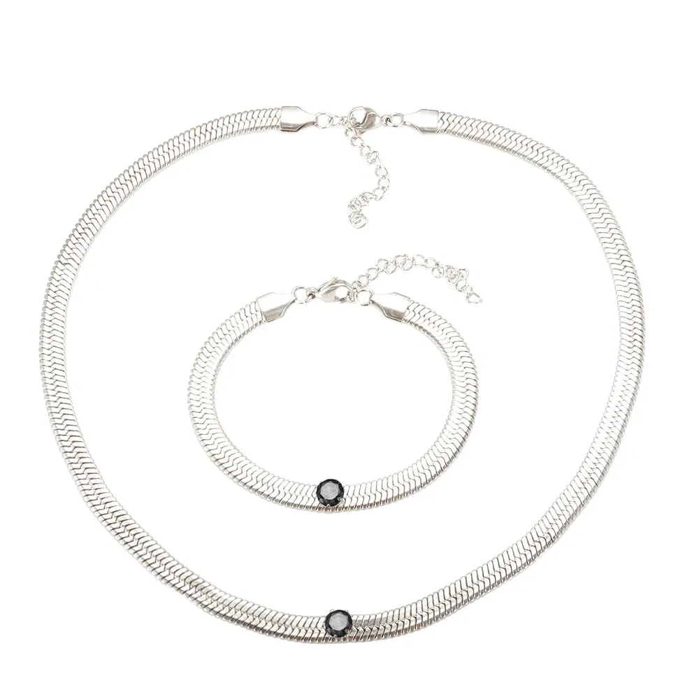 Cubic Zirconia Blade Chain Jewelry Crystal Bracelet Choker Necklace