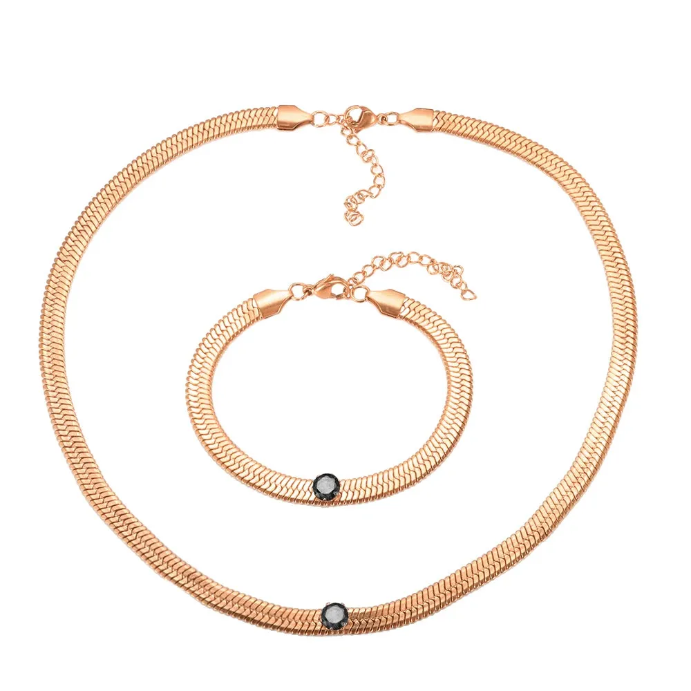 Cubic Zirconia Blade Chain Jewelry Crystal Bracelet Choker Necklace