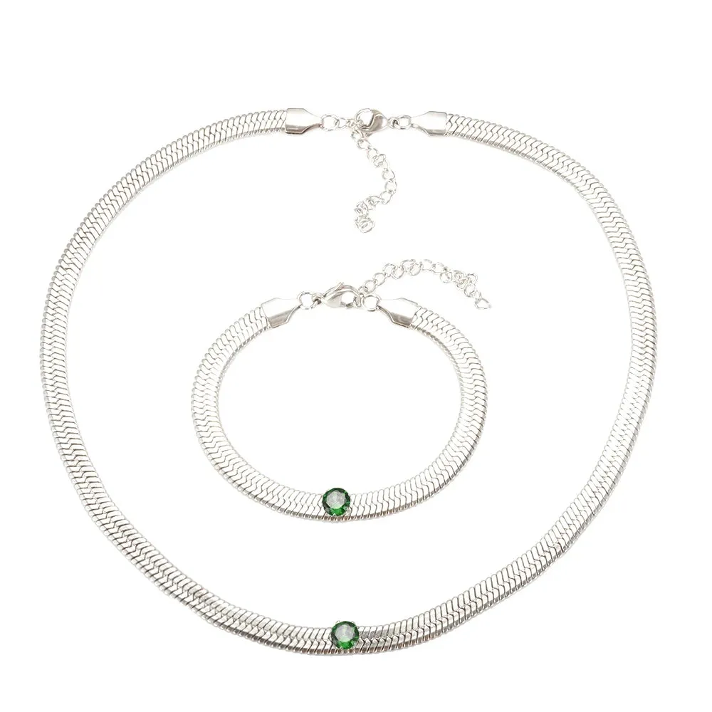 Cubic Zirconia Blade Chain Jewelry Crystal Bracelet Choker Necklace