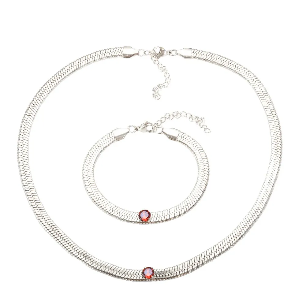 Cubic Zirconia Blade Chain Jewelry Crystal Bracelet Choker Necklace
