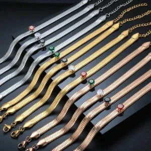 Cubic Zirconia Blade Chain Jewelry Crystal Bracelet Choker Necklace