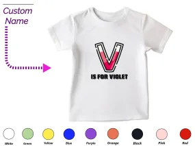 Custom Kids Tshirt Gift For Toddler Girls Custom your Initials V on T-shirt