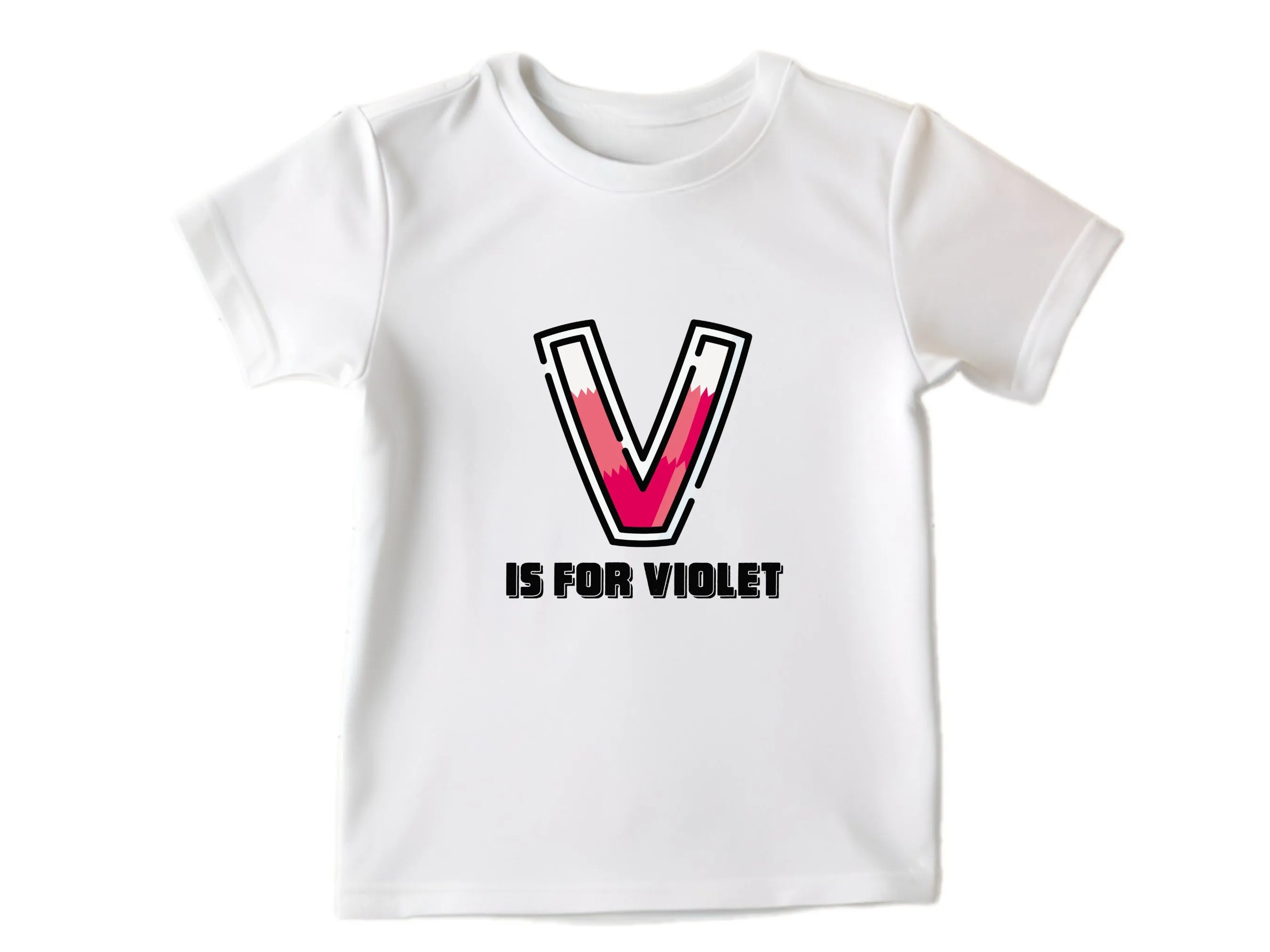 Custom Kids Tshirt Gift For Toddler Girls Custom your Initials V on T-shirt