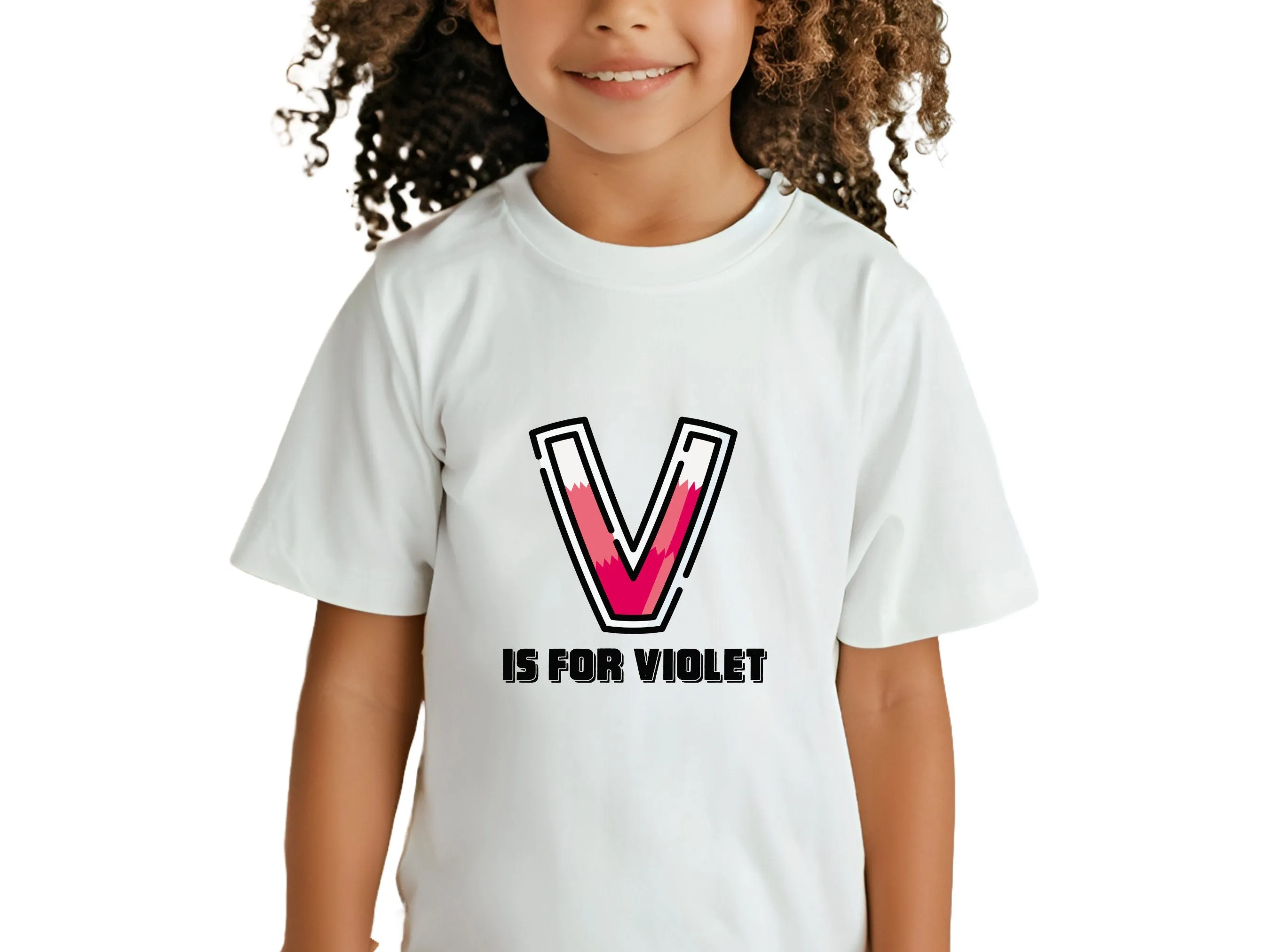 Custom Kids Tshirt Gift For Toddler Girls Custom your Initials V on T-shirt