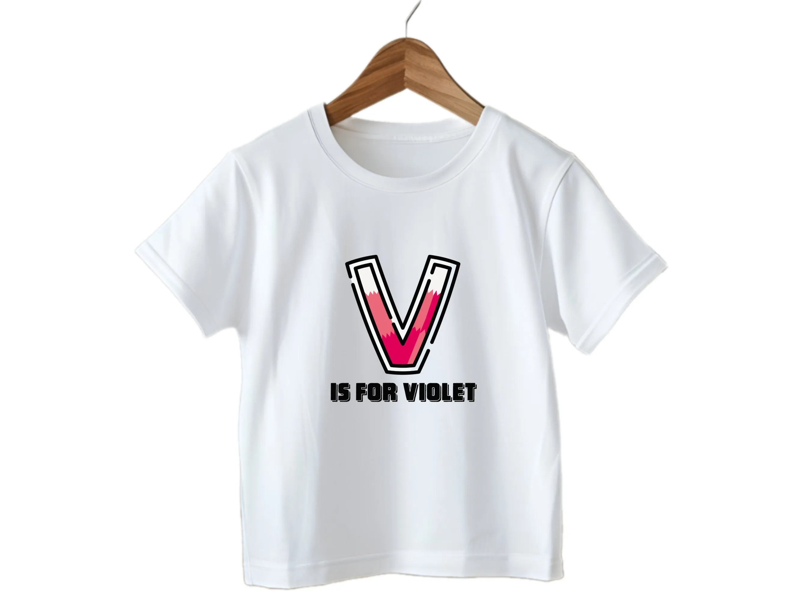 Custom Kids Tshirt Gift For Toddler Girls Custom your Initials V on T-shirt