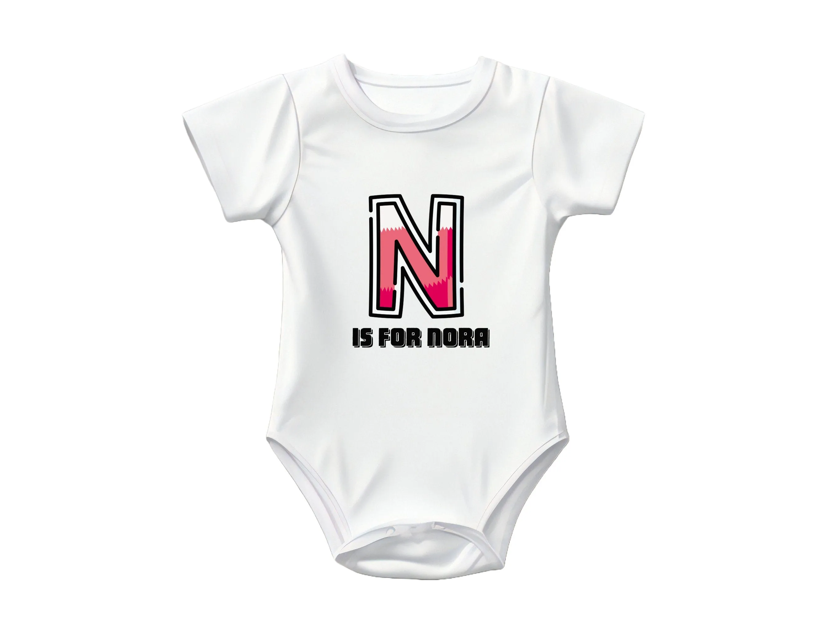 Custom Kids Tshirt Gift For Toddler Girls with Initials N on T-Shirt