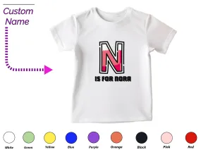 Custom Kids Tshirt Gift For Toddler Girls with Initials N on T-Shirt