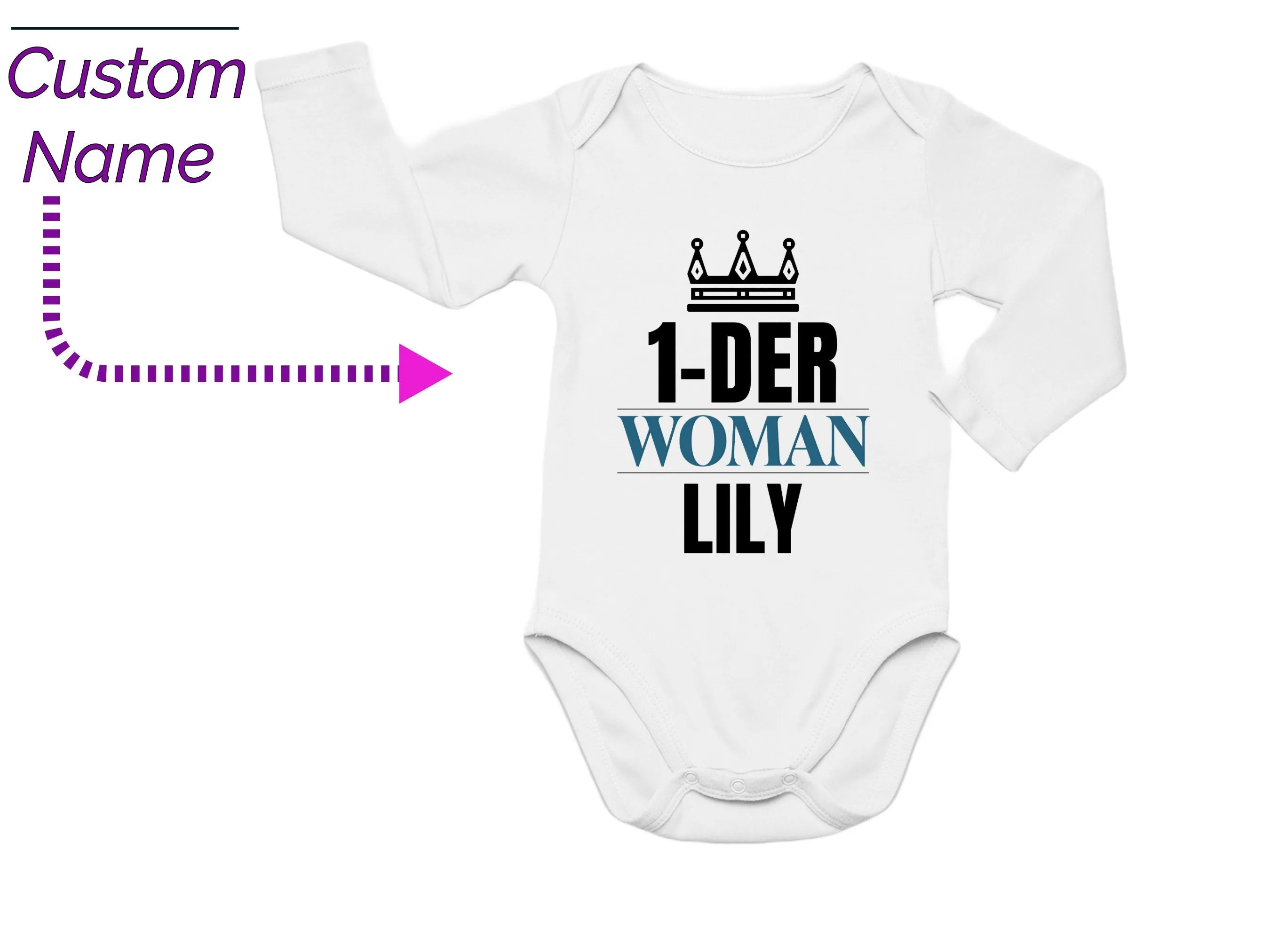 Custom Long Sleeve Name Bodysuit Baby Girl Excellent for 1st Birthday