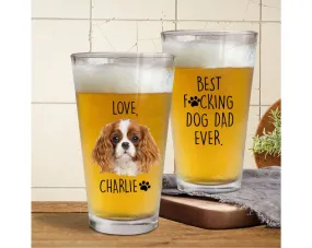 Custom Pet Portrait from Photo , Dog Dad Pint Glass, Father Day Gift, Gift for Dog Lover, Dog Dad Gift, New Dog Gift, 16oz Pint Beer Glass