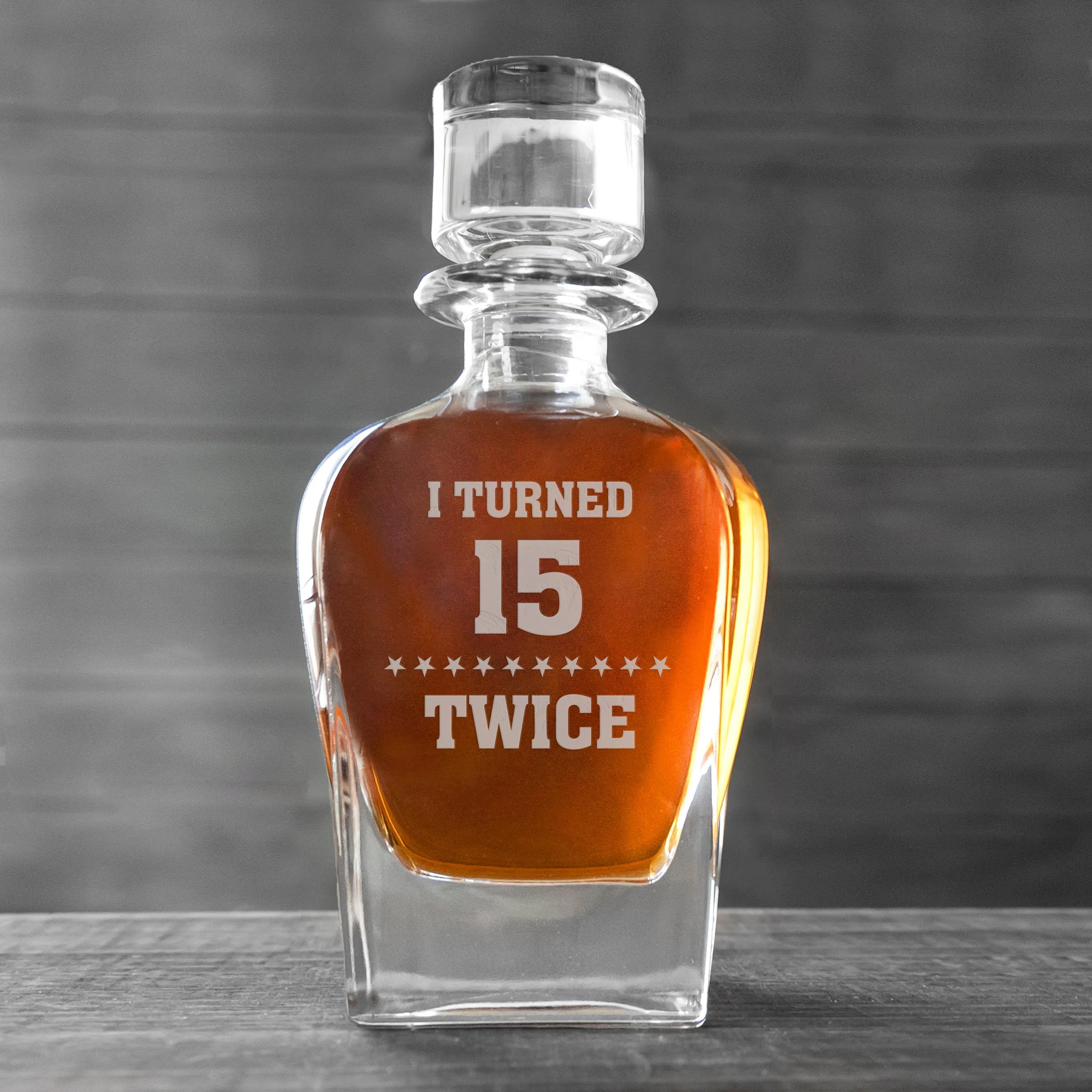 Custom Turned Twice Birthday Antique Whiskey Decanter