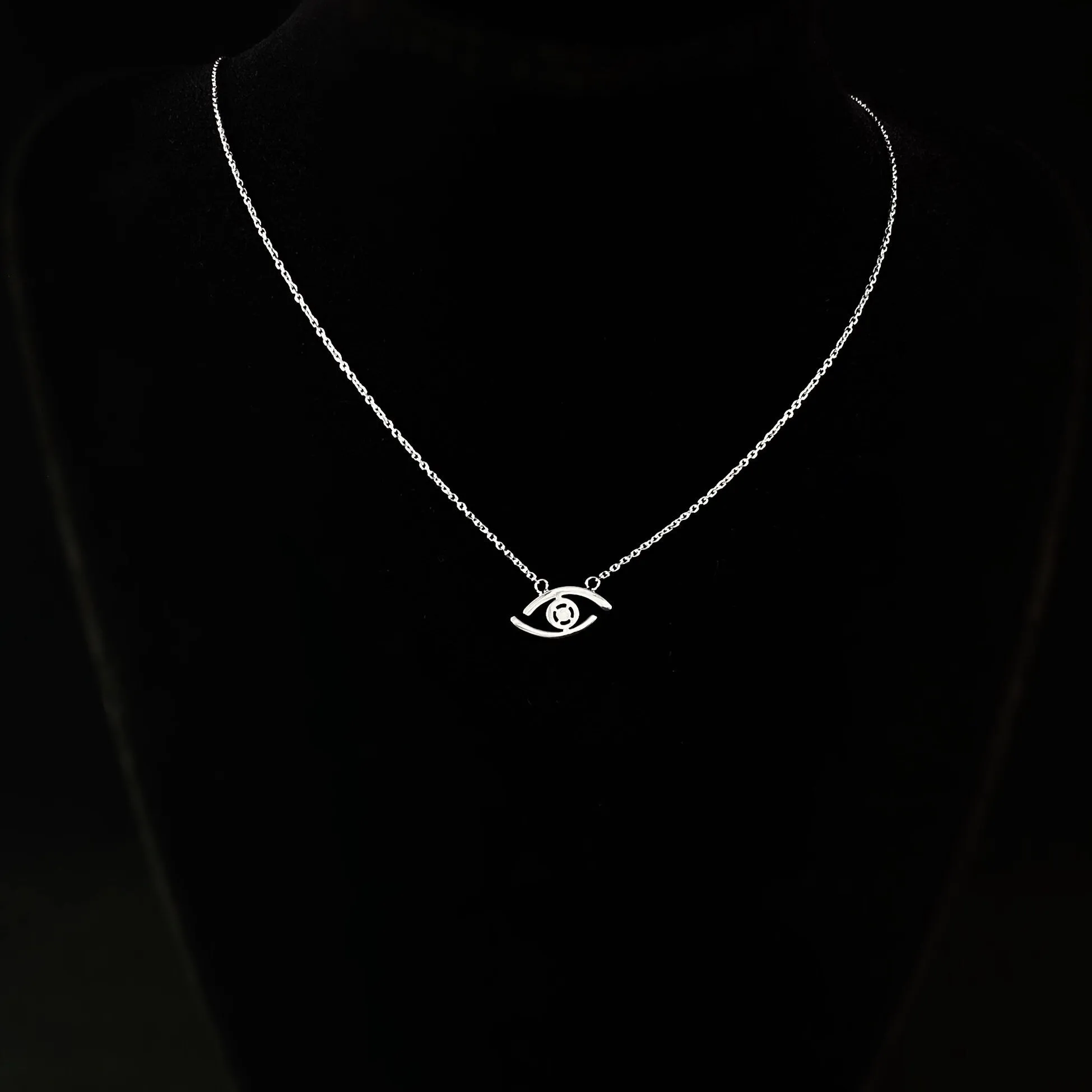 Dainty Silver All Seeing Eye Pendant Necklace - Sabrina