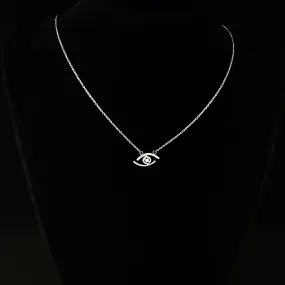 Dainty Silver All Seeing Eye Pendant Necklace - Sabrina