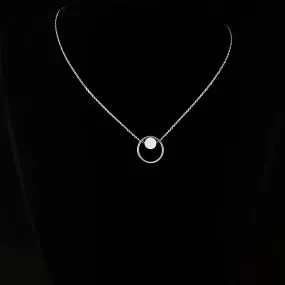 Dainty Silver Moonglow Pendant Necklace - Sabrina