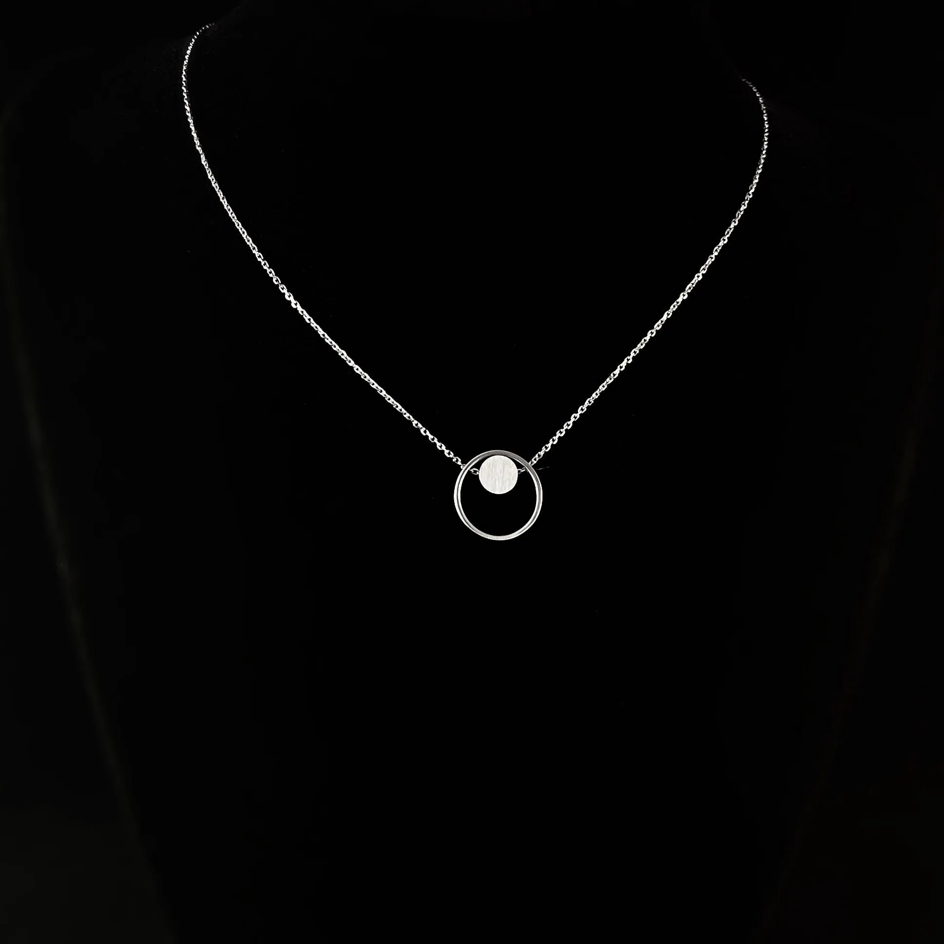 Dainty Silver Moonglow Pendant Necklace - Sabrina
