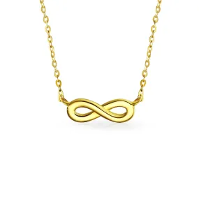 Delicate Eternity Figure Eight Love Knot 14K Gold Infinity Pendant Necklace