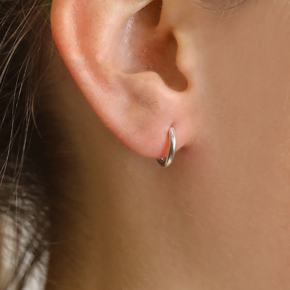 Delicate Silver Round Huggies