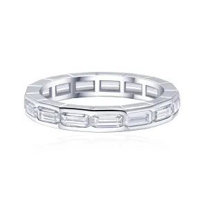 Diamond Emerald Cut Band Channel Set in White Gold