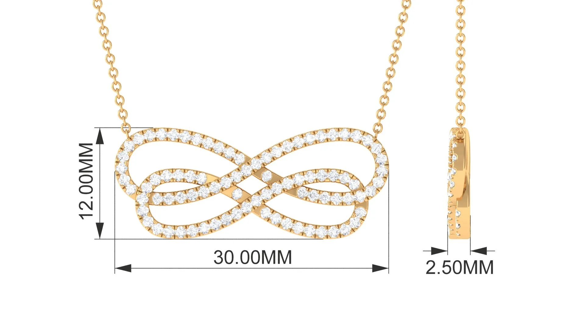 Diamond Twin Infinity Interlock Necklace