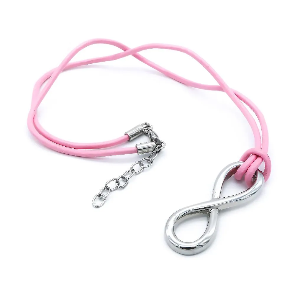 Eleonor Infinity Stainless Steel Pendant Leather Necklace