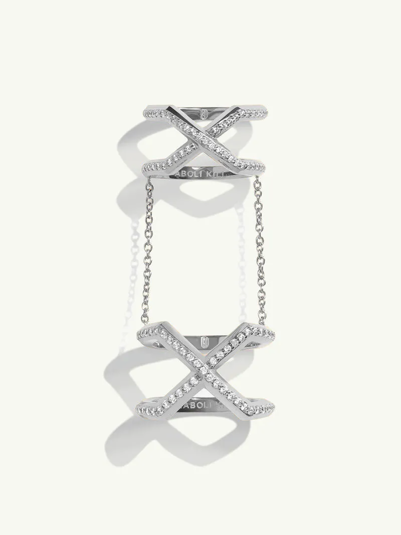 Exquis Gemini Infinity Ring With Pavé-Set Brilliant White Diamonds In 18K White Gold