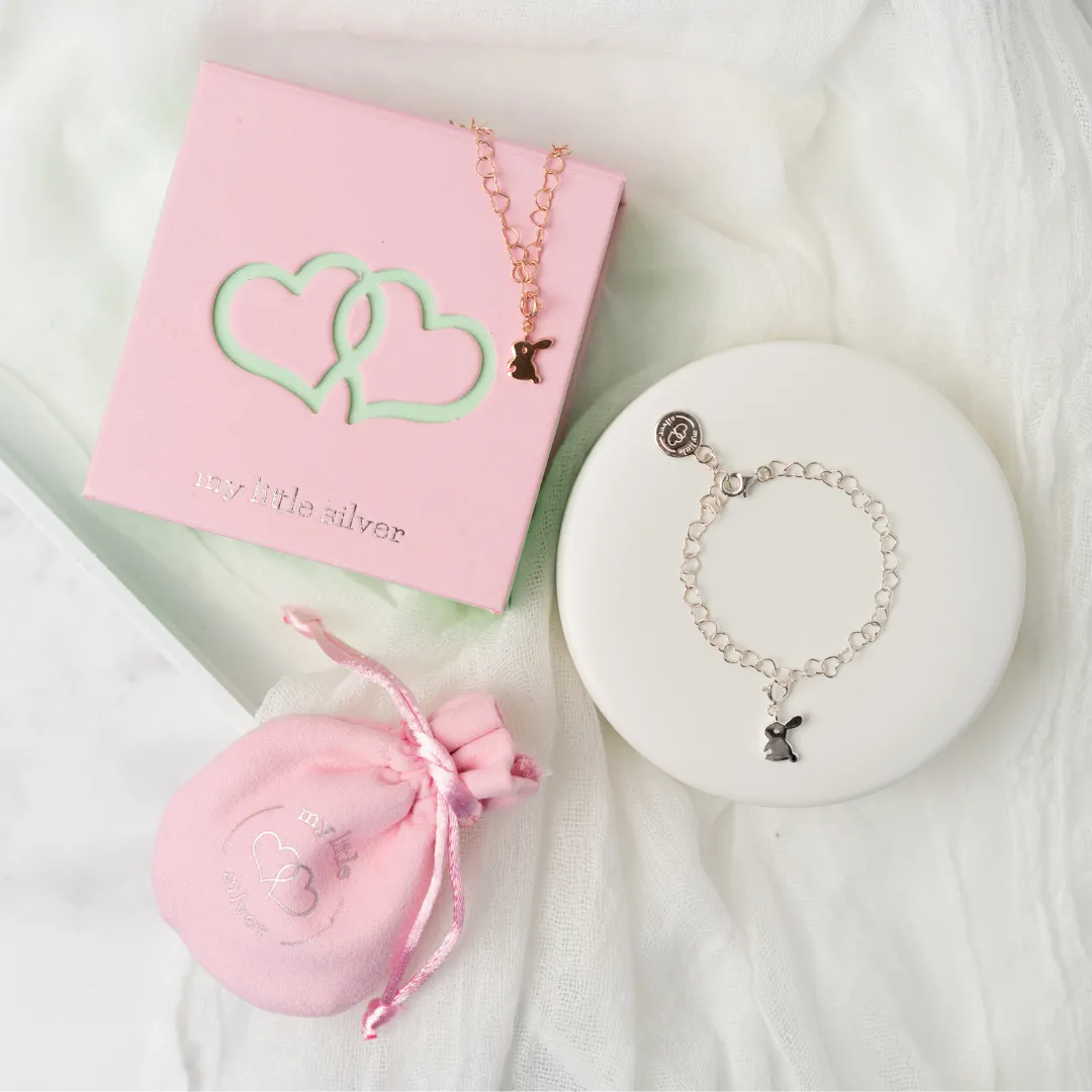 Fluffy Bunny Rabbit Charm - Rose Gold