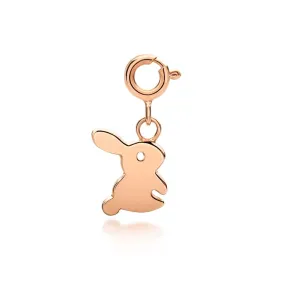 Fluffy Bunny Rabbit Charm - Rose Gold