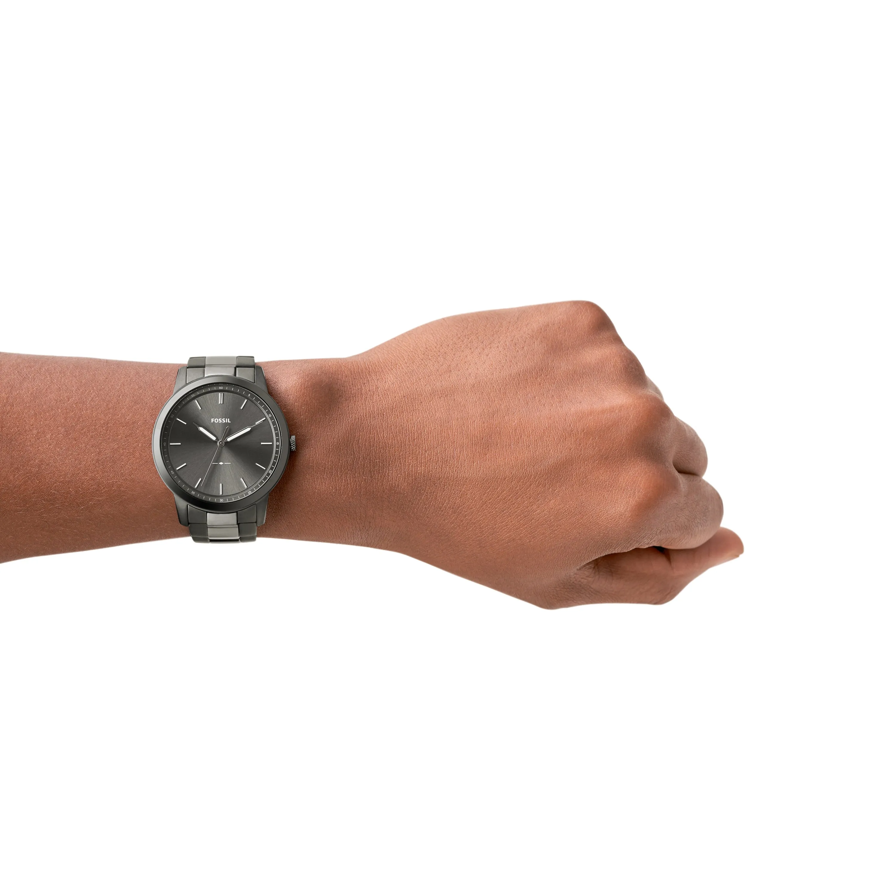 Fossil The Minimalist Grey Dial Stainless Steel Band Mens Watch FS5459