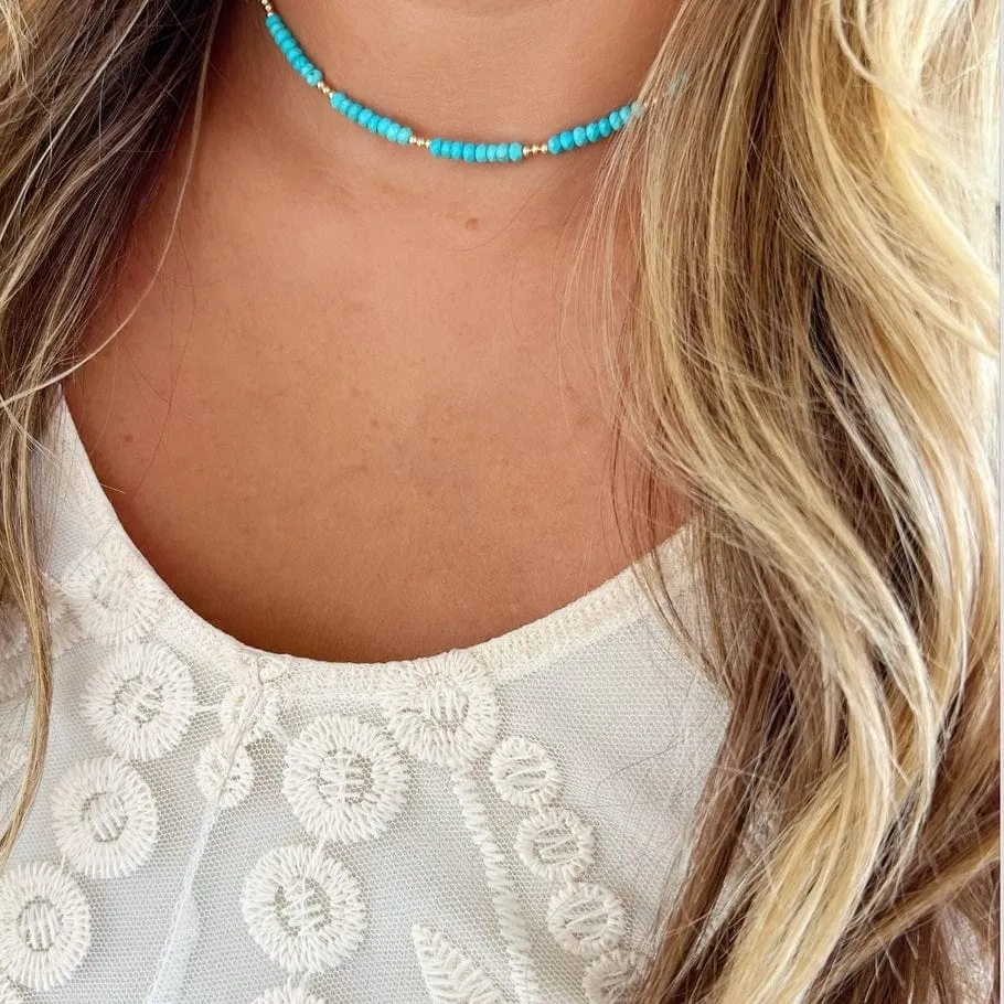 Free Spirit Turquoise Beaded Gold Filled Necklace