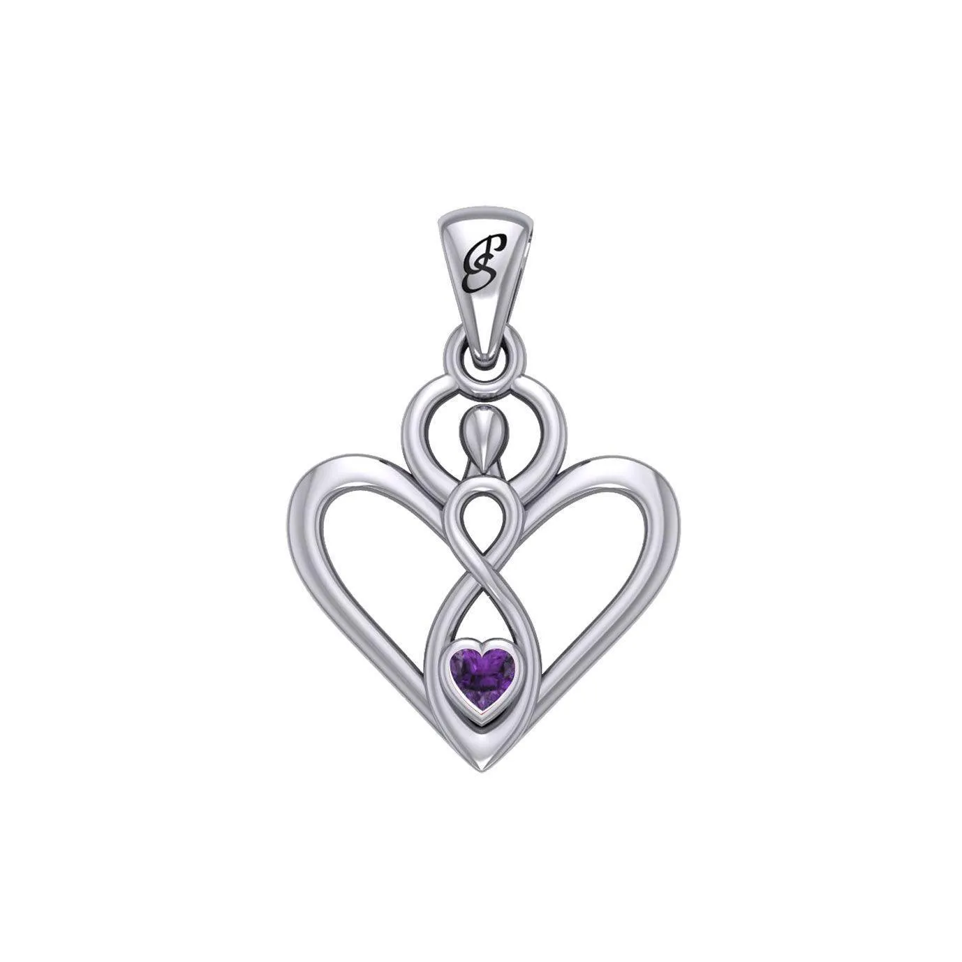Gemstone Elegance Eternal Goddess Love Sterling Silver Immortal Love Pendant by Peter Stone TPD6204