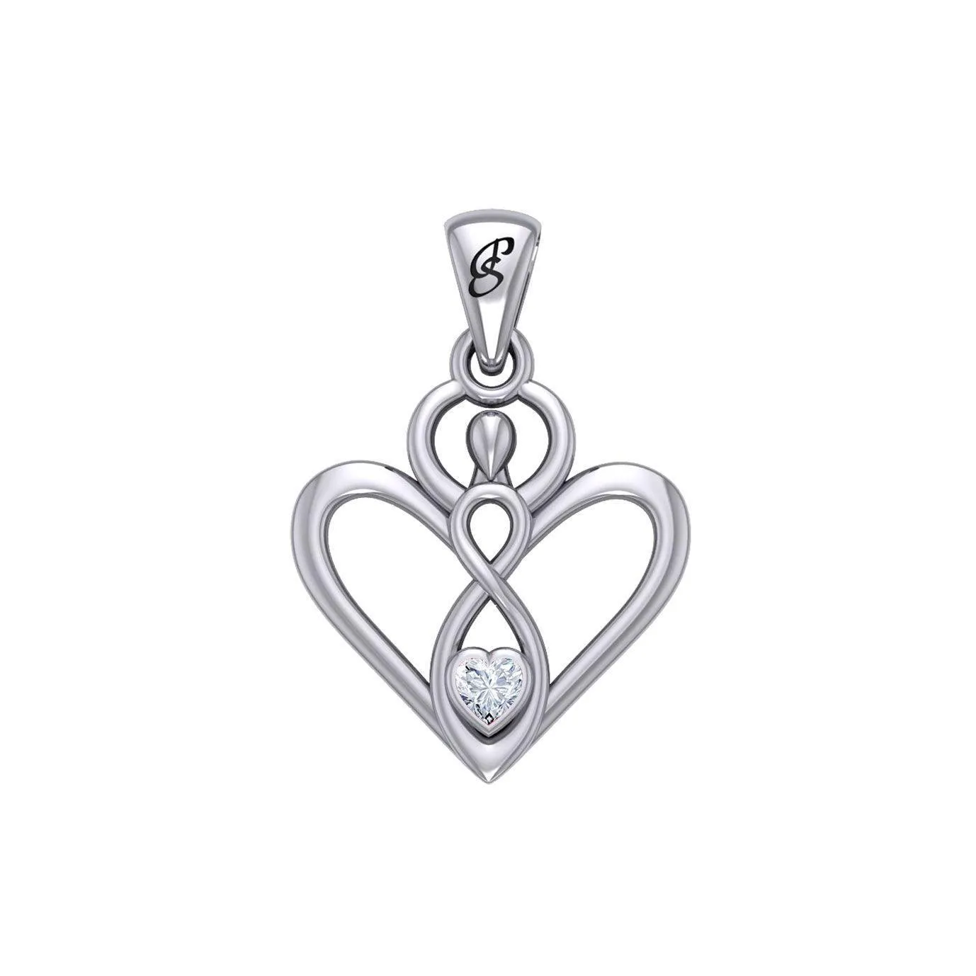 Gemstone Elegance Eternal Goddess Love Sterling Silver Immortal Love Pendant by Peter Stone TPD6204