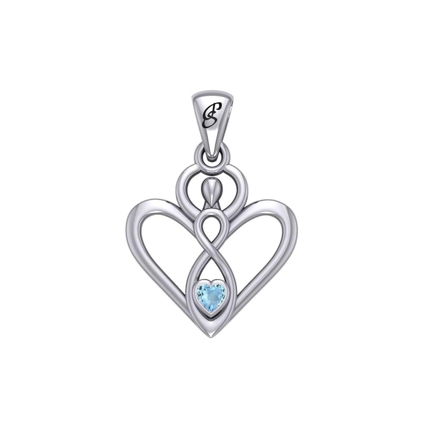 Gemstone Elegance Eternal Goddess Love Sterling Silver Immortal Love Pendant by Peter Stone TPD6204