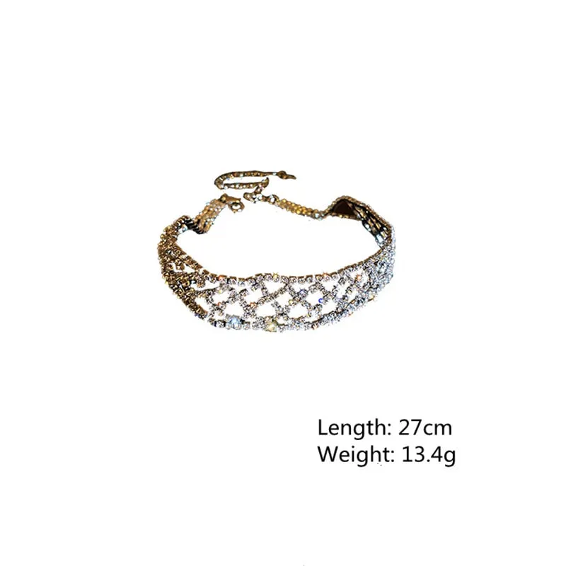 Geometric Hollow Mesh Crystal Choker Necklaces for Women