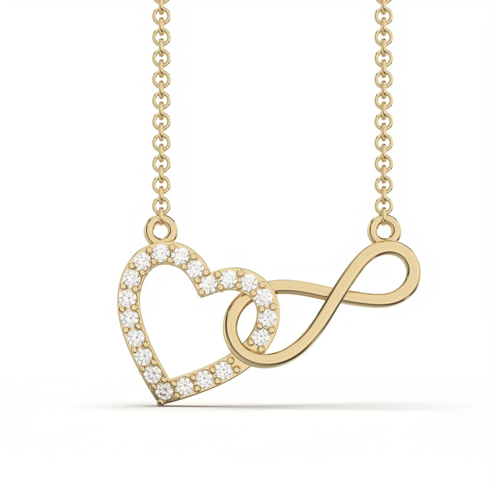 Golden Heart Infinity Zircon Necklace For Women