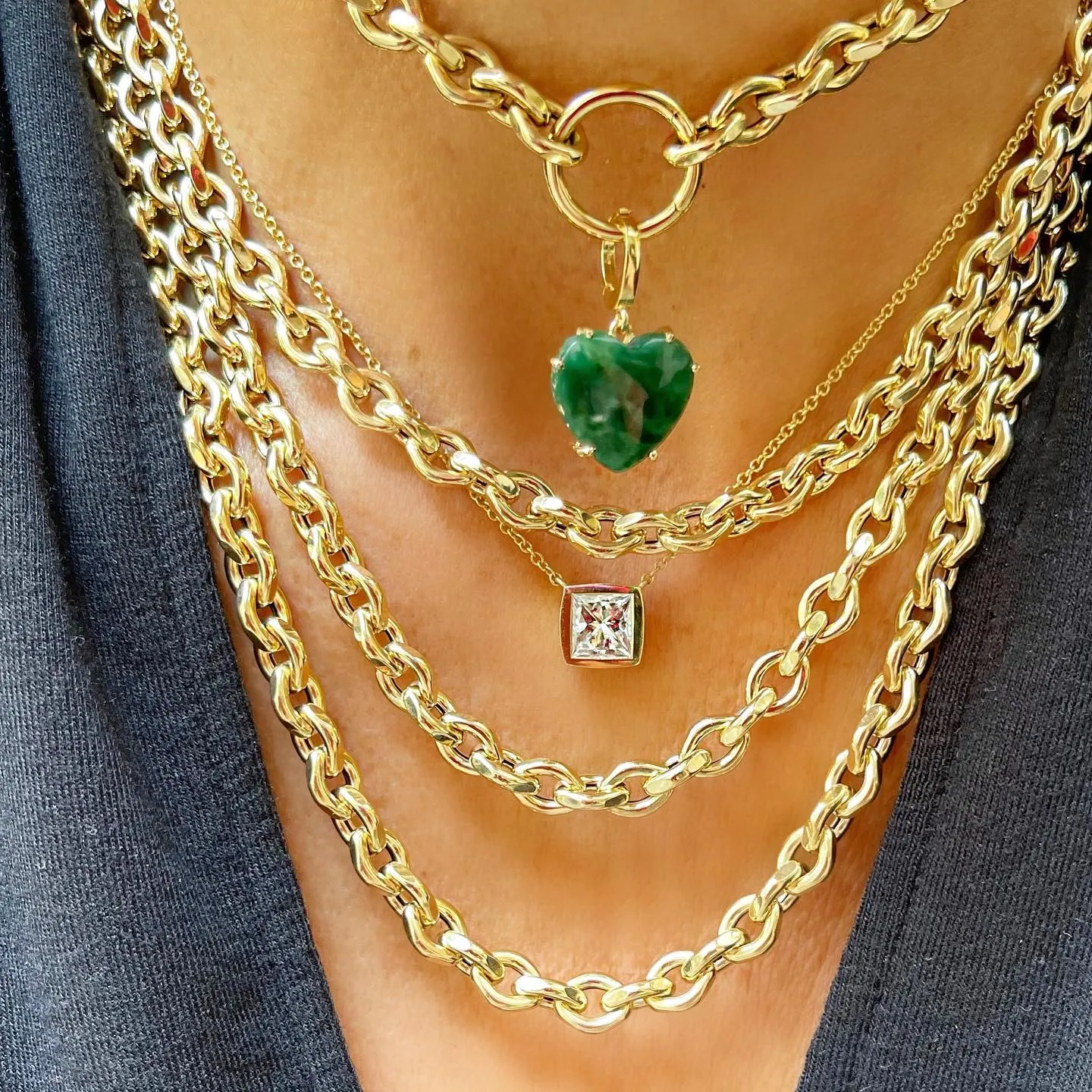 Green Quartz Heart Charm